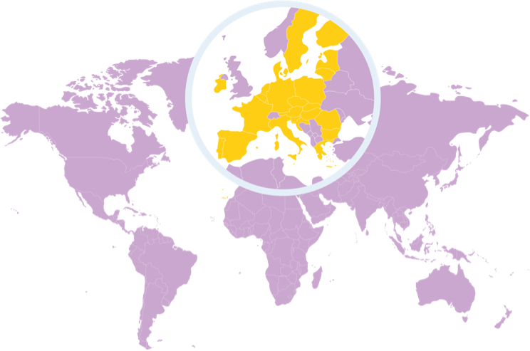 World map with the EU highlighted